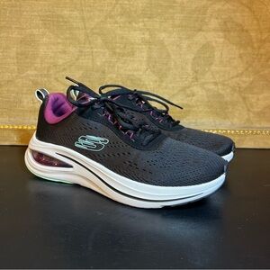 Skechers Air Cooled Memory Foam Mesh Lace-Up Sneaker Meta Black Multi Womens 7.5